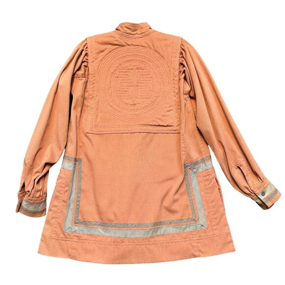 Vintage Unique Rose Corduroy Tunic With Nehru Collar & Quilted Bodice - Picture 3 of 16